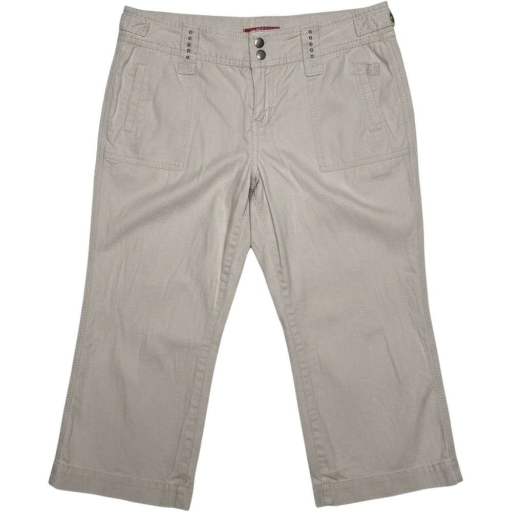 Beige Cargo Capri Pants Womens 9 Studded Y2K